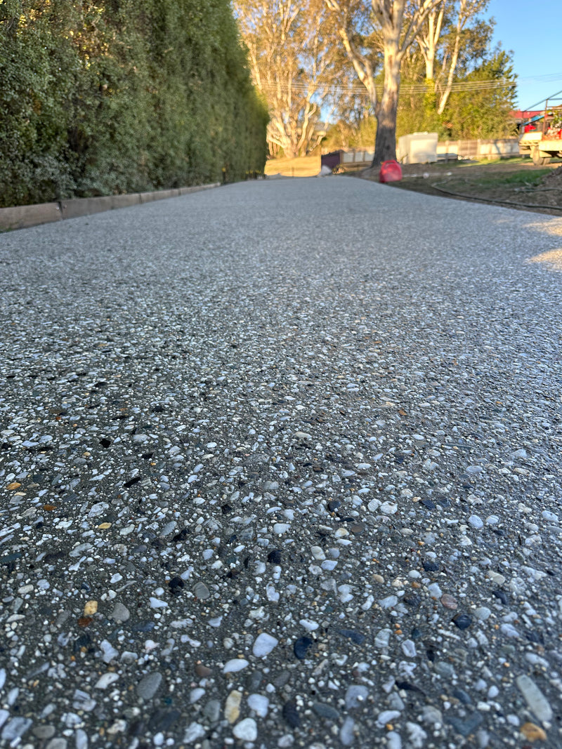 Exposed Aggregate concrete finish by Goulburn River Concrete in Alexandra Buxton Mansfield Murrindindi Yarra ranges Healesville Shepparton